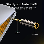 Аудіо адаптер 3.5mm Male to 6.35mm Female UGREEN Hi-Fi Adapter 1pcs (чорний) AV168, фото 6