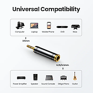 Аудіо адаптер 3.5mm Male to 6.35mm Female UGREEN Hi-Fi Adapter 1pcs (чорний) AV168, фото 3