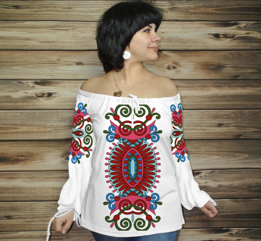 Туніка (блуза) Carmen Орнамент етнічний.Біла 03 ВСІ Розміри, фото 1