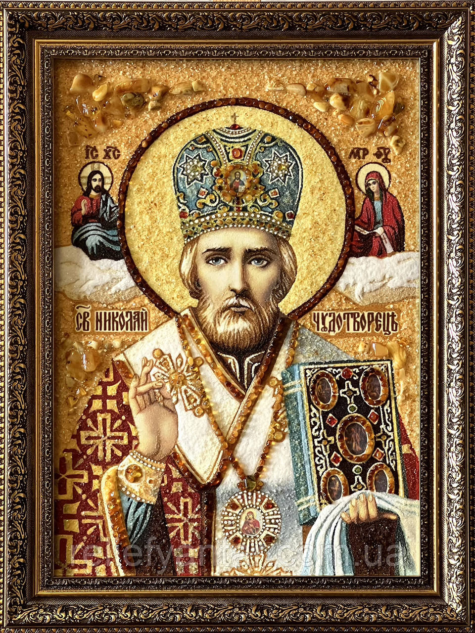 Ікона з янтаря "Микола Чудотворець"