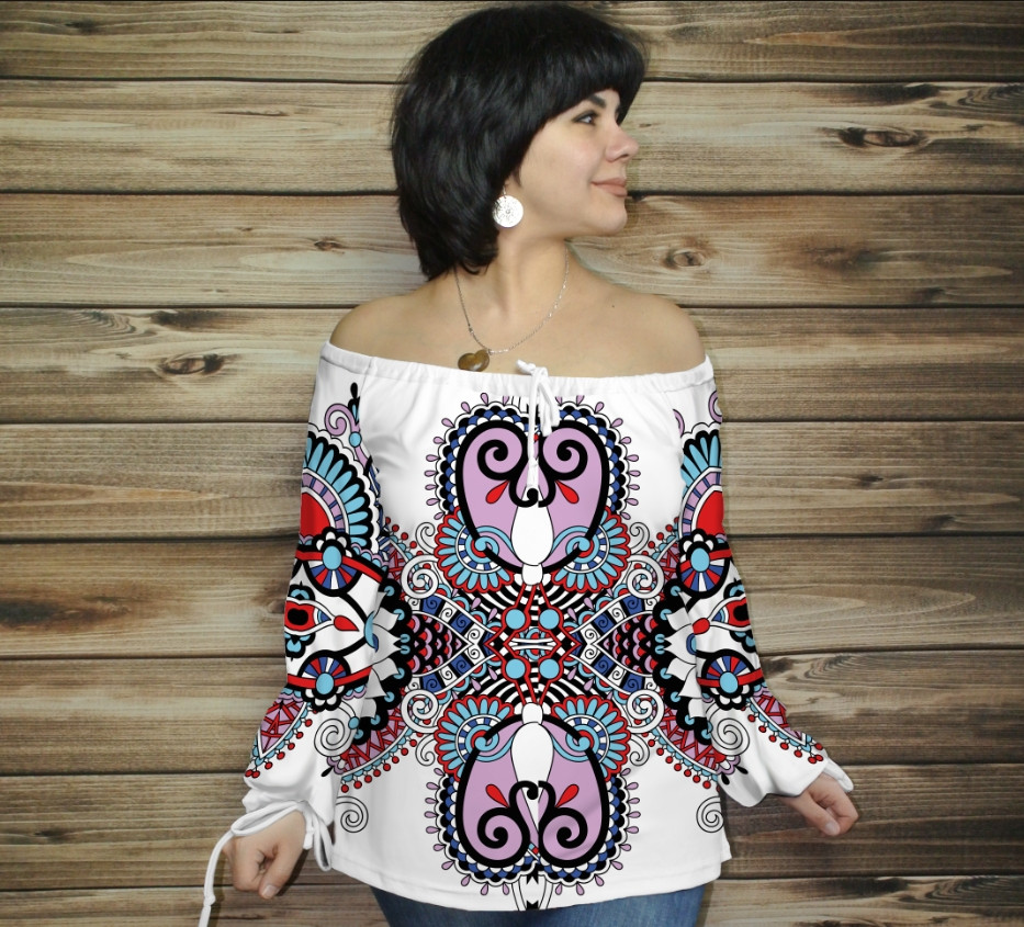 Туніка (блуза) Carmen Орнамент етнічний.Біла 08 ВСІ Розміри, фото 1