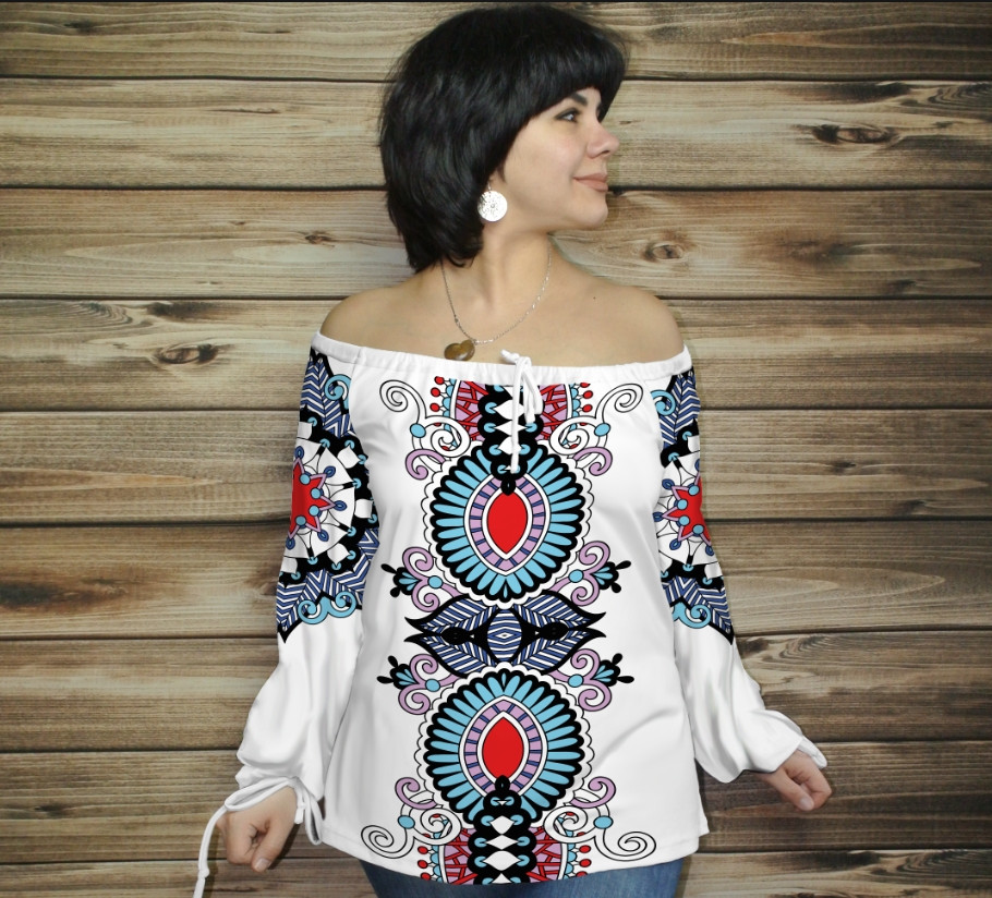 Туніка (блуза) Carmen Орнамент етнічний.Біла 10 ВСІ Розміри, фото 1