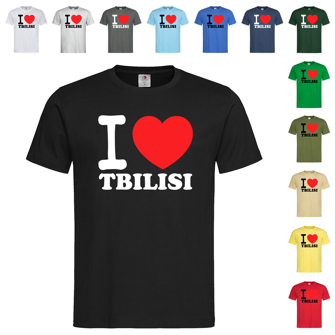 Чорна чоловіча/унісекс футболка I love Tbilisi (25-13-1)