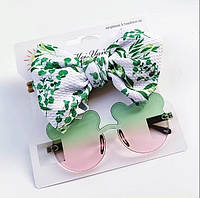 Детские солнцезащитные очки + повязка на девочку, 2-6 лет. Летние детские аксессуары