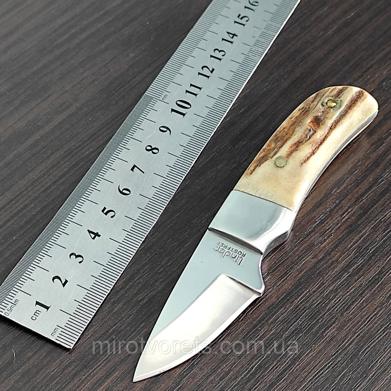 Ніж нескладний Linder 440305, шкуроз'ємний, ріг, фото 1