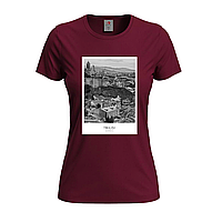 Бордовая женская футболка С фото Тбилиси (25-13-2-бордовий)