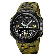 Skmei 1655 чоловічий спортивний годинник зелений камуфляж/чорний