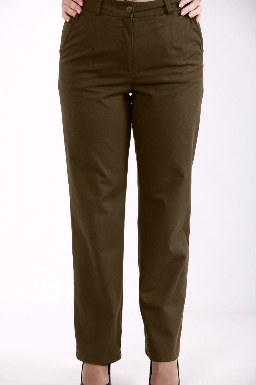 Хакі лляні штани жіночі ділові літні прямі великого розміру 42-74. B094-5