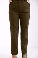 Хаки льняные брюки женские деловые летние прямые большого размера 42-74. B094-5