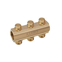 Колектор регулюючий Karro 1"х3/4" на 3 виходи, відсікаючий вентиль KR-1012U