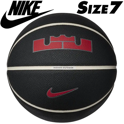М'яч баскетбольний Nike All Court 8p 2.0 L James Deflated чорно-червоний, розмір №7, фото 1