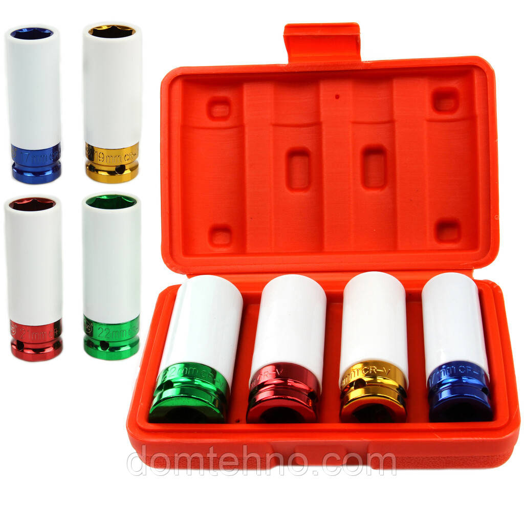 Набір ударних головок гайковерта для алюмінієвих дисків 4 шт. 1/2" Mar-Pol M58271, фото 1