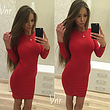 Однотонна базова жіноча сукня коротка облягаюча червона сукня міні з довгими рукавами 42 46 розмір, фото 4