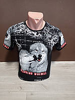 Підліткова футболка для хлопчика Туреччина Вовк хаскі на 12-18 років чорна