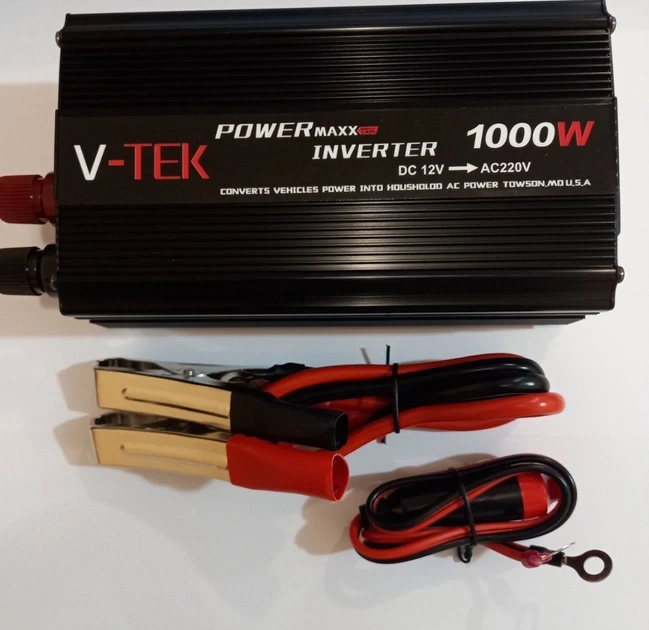 Перетворювач напруги автомобільний V-TEK PowerMaxx-SSK1000W, інвертор 12/220В, USB, охолодження Чорний - фото 4 - id-p2180829781