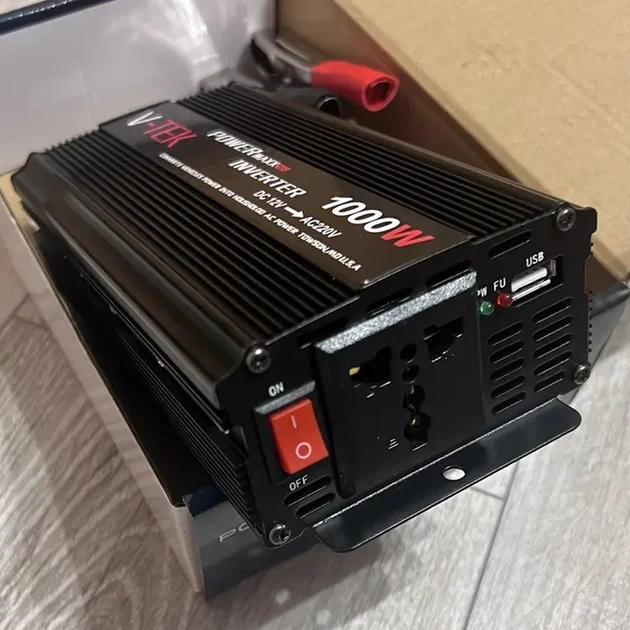 Перетворювач напруги автомобільний V-TEK PowerMaxx-SSK1000W, інвертор 12/220В, USB, охолодження Чорний - фото 5 - id-p2180829781