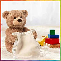 Дитяча інтерактивна плюшева іграшка для малюка англійською Ведмедик Пікабу Peekaboo Bear Brown 30 см Коричне
