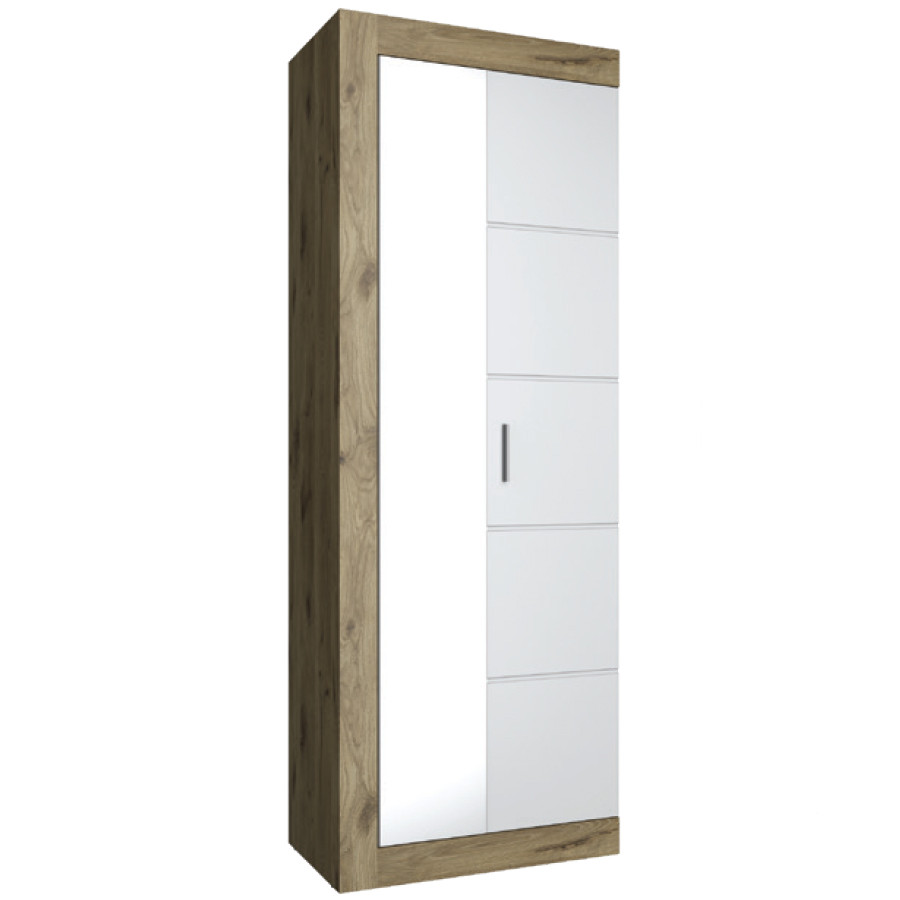 Стильна розпашна маленька вузька шафа з дзеркалом для одягу в передпокій коридор 64 см Палермо Сокме