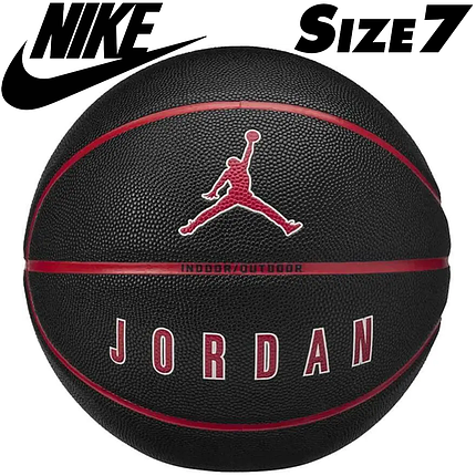 М'яч баскетбольний Nike Jordan Ultimate 2.0 8p Deflated чорно-червоний, розмір №7, фото 1
