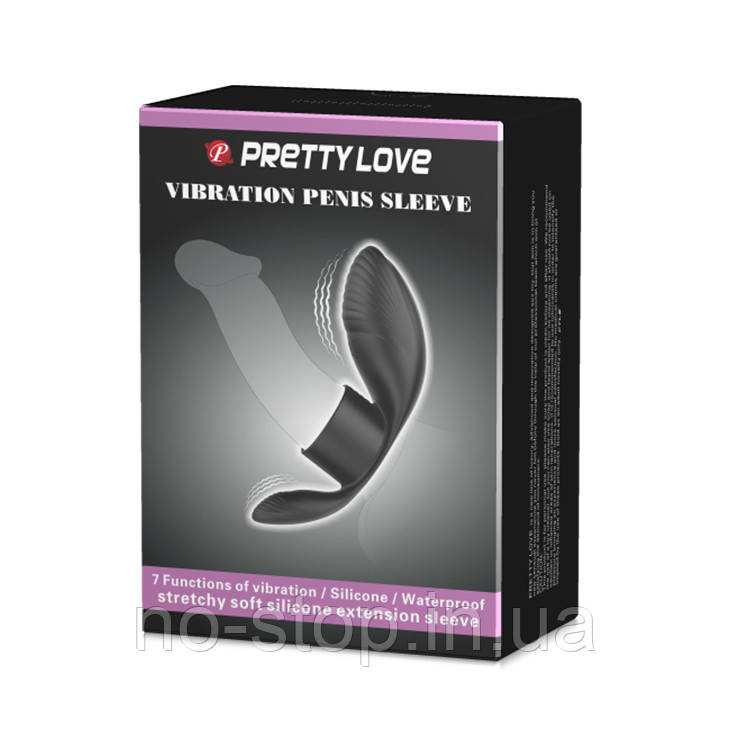 Ерекційне вібро-кільце PRETTY LOVE - Vibration Penis Sleeve 7 FUNCTIONS BLACK, фото 1