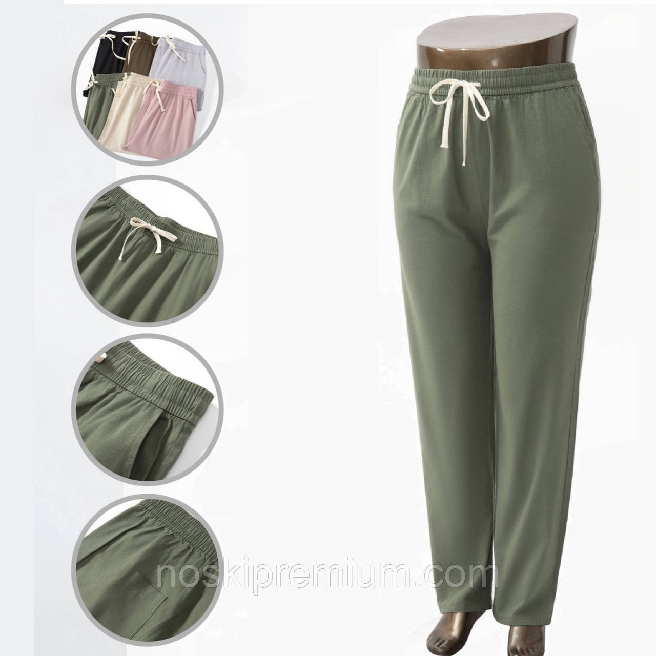 Штани жіночі бавовна Ластівка, розмір 4XL-5XL, асорті, А5208, фото 1