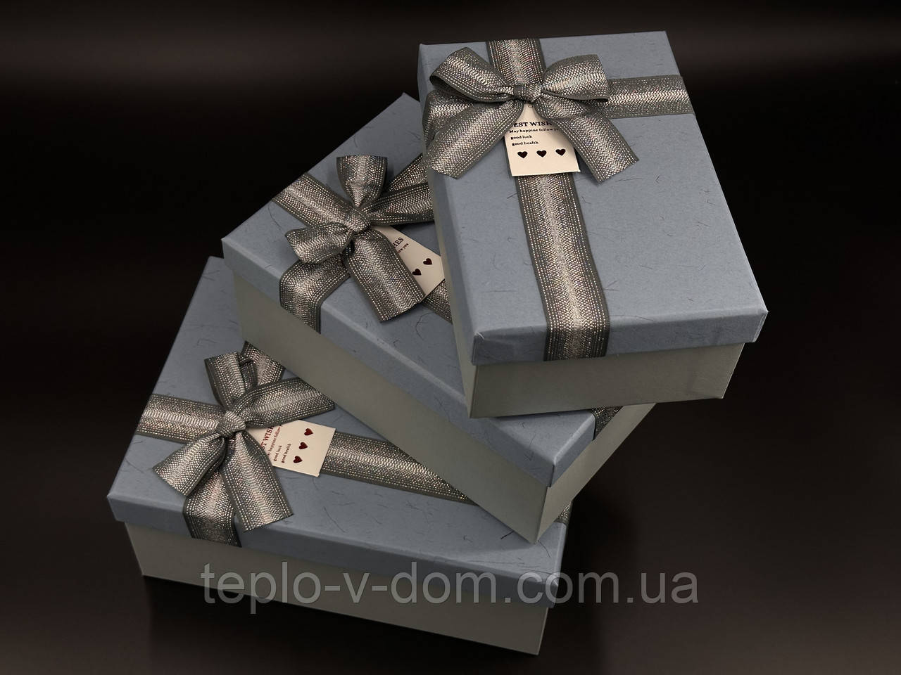 Коробка подарункова. 3шт/комплект. Колір блакитно сірий. 23х16х9 см., фото 1
