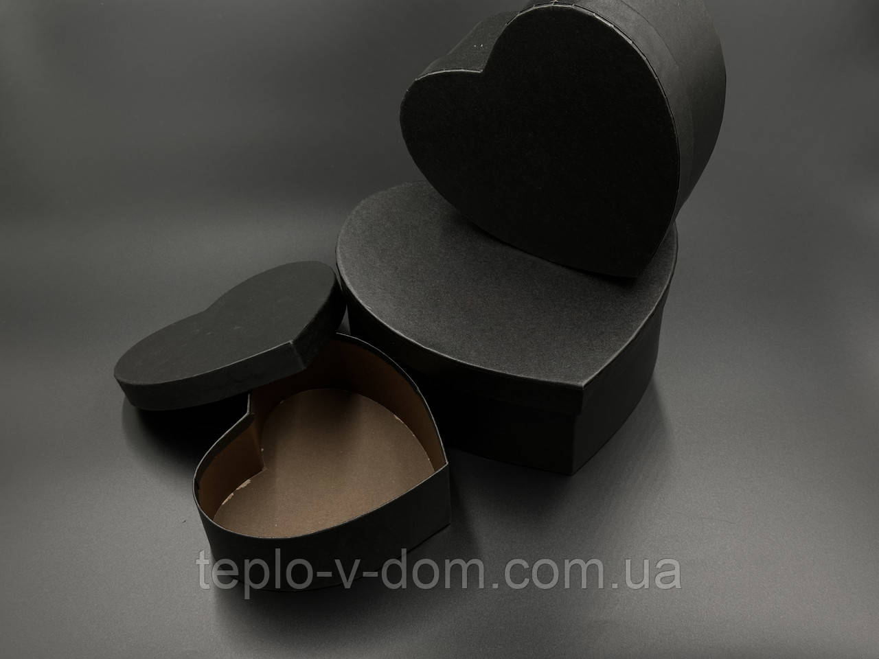 Коробка подарункова "Серце". Колір чорний. 21х9 см. 3 шт./комплект.