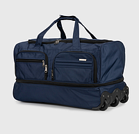 Большая дорожная сумка на 3 колесах с расширением синяя тканевая дорожная сумка на трех колесах