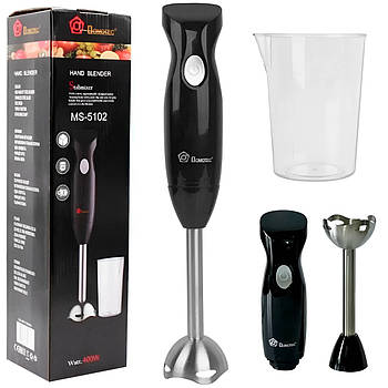 Ручний блендер з чашею, 400Вт, Domotec MS 5102 / Занурювальний блендер для дому / Блендер кухонний занурювальний