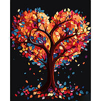 Картина по номерам Витражное дерево любви, Strateg на ЧЕРНОМ ФОНЕ, 40х50см. (AH1074)