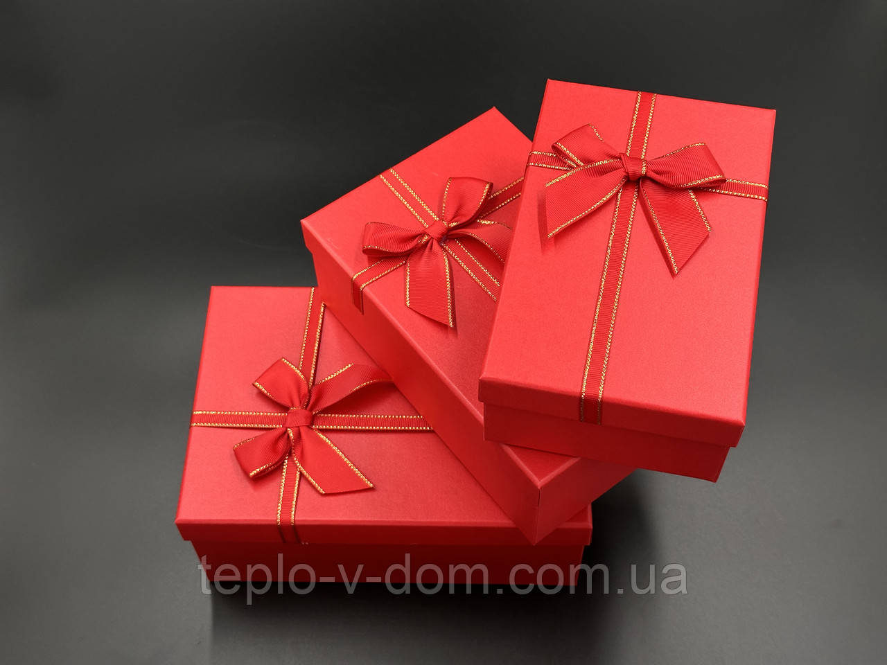 Коробка подарункова з бантиком. 3шт/комплект. 23х16х10см.