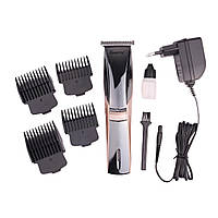 Профессиональная аккумуляторная машинка для стрижки волос и бороды Geemy GM-6010 Триммер с USB и 4 насадками