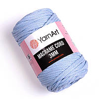 Macrame cord Yarnart 3mm голубой (№760) упаковка 4 шт шнур хлопковый Ярнарт макраме корд 3 мм