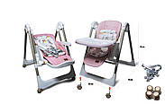 Стілець для годування гойдалка 2в1 Bestbaby 11-3 Рожевий для дітей від народження, фото 2