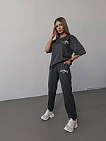 Женский прогулочный костюм «California» футболка + штаны двутинка графит № 10461