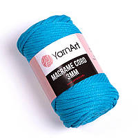Macrame cord Yarnart 3mm ярко-голубой (№763) упаковка 4 шт шнур Ярнарт макраме корд 3 мм хлопковый
