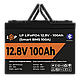 Акумулятор LP LiFePO4 12V (12,8V) - 100 Ah (1280Wh) (Smart BMS 100А) з BT пластик, фото 4