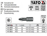 Набор насадка отвертки YATO Польща викруткова хрестова PZ2 1/4" l=25 мм 50 штук YT-7811