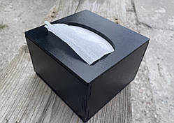 Серветниця квадратна з висувною кришкою 13х13х9 см, органайзер для серветок чорний