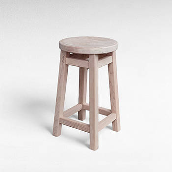 Напівбарний дерев'яний табурет для кухні КОМФОРТ Круглий стілець без спинки з дерева для кафе, бара Висота 50см