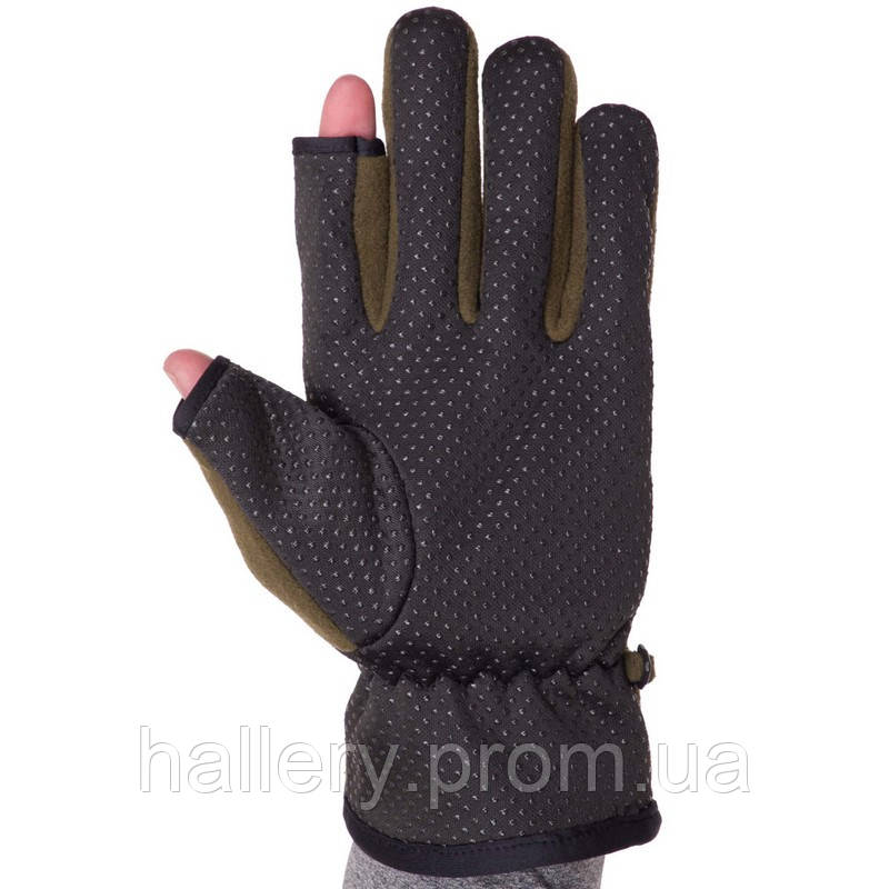 Перчатки для охоты и рыбалки (перчатки спиннингиста) Zelart BC-9241 размер L цвет оливковый hr - фото 4 - id-p2180911104