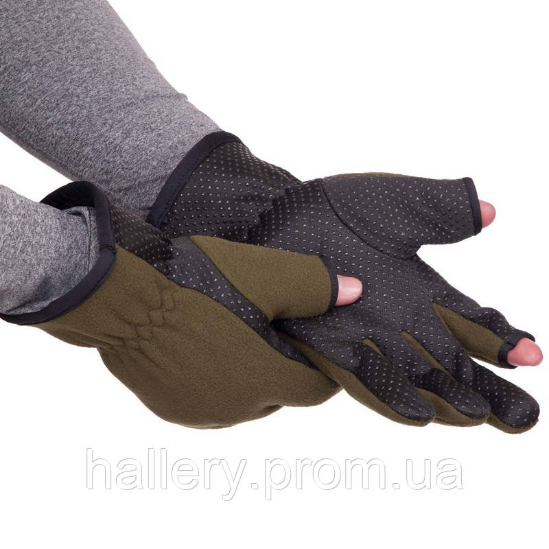 Перчатки для охоты и рыбалки (перчатки спиннингиста) Zelart BC-9241 размер L цвет оливковый hr - фото 5 - id-p2180911104