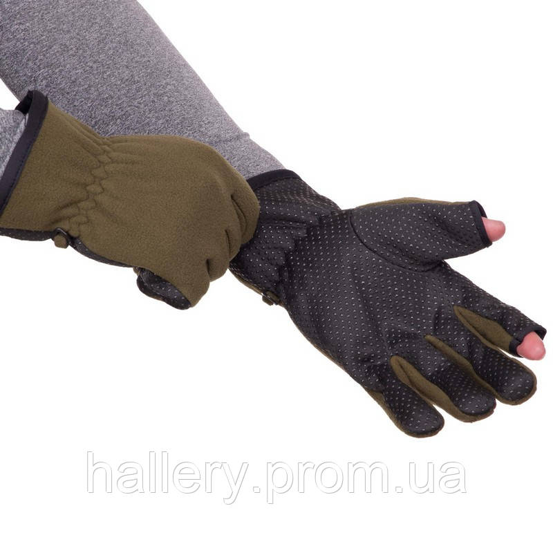 Перчатки для охоты и рыбалки (перчатки спиннингиста) Zelart BC-9241 размер L цвет оливковый hr - фото 6 - id-p2180911104