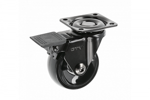 Ролик GTV меблевий із фіксатором CALIBRO, 50 мм, 40 кг, чорний/хром