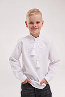 Вишиванка для хлопчика "Зірка", дитяча біла сорочка з білою вишивкою