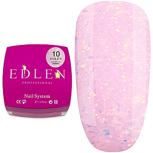 Гель для нарощування EDLEN Builder Shimmer gel №10 15 мл, рожевий зі слюдою