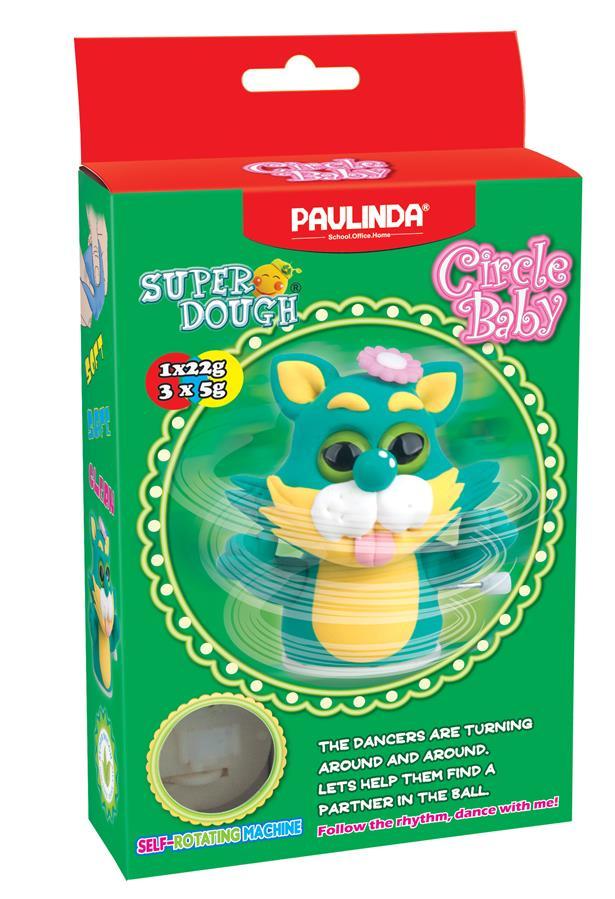 Маса для ліплення Paulinda Super Dough Circle Baby Кіт із заводним механізмом від 3-х років Зелений (PL-081177-3)