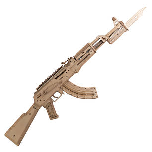 Дерев'яний 3D-конструктор UNIQUE JS801 AK 47 автомат 50 деталей, фото 1