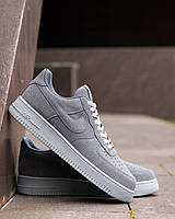 Кроссовки мужские Nike Air Force Dark Silver синие с бежевым SRV NK067