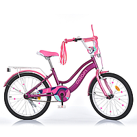 Велосипед двухколесный детский Profi (колёса 20", багажник, сборка 75%) MB 20052-1 Фиолетовый